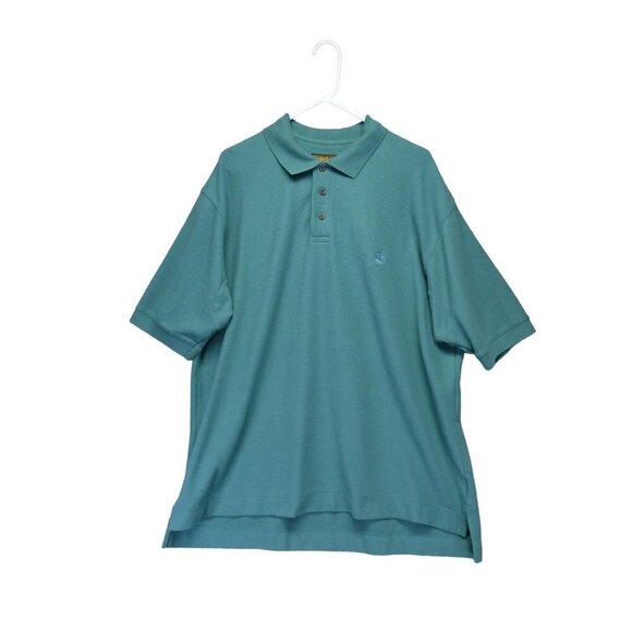 Timberland Weathergear Polo Shirt Mens XL Green Teal Short Sleeve Logo‎ Collar - Picture 1 of 9
